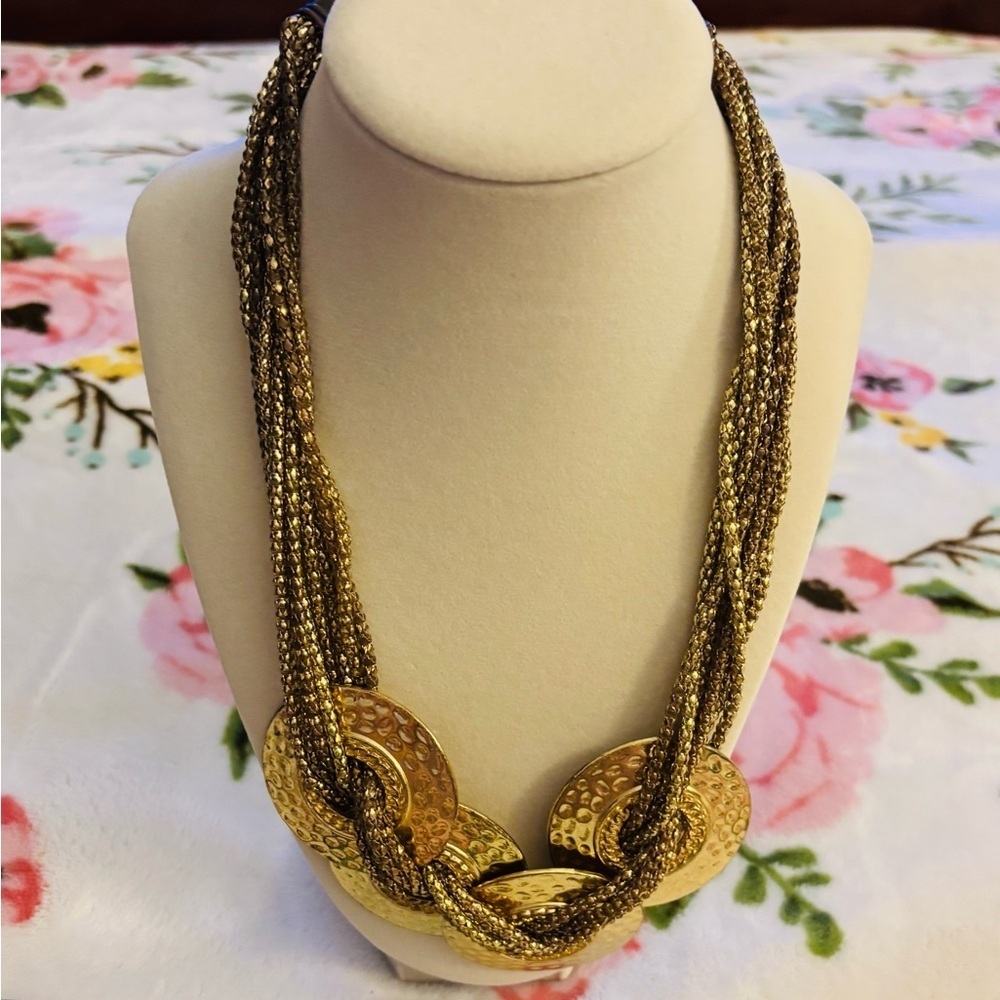 Gold color statement necklace
